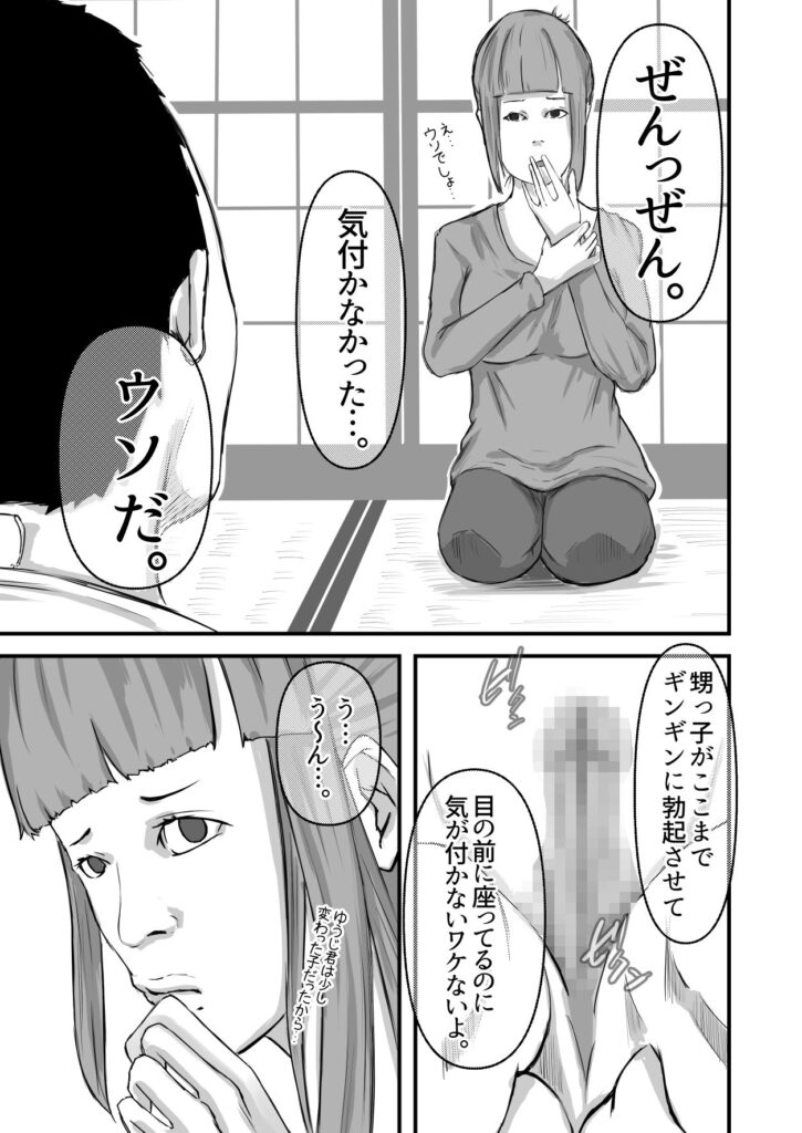 【エロ漫画】押しに弱い叔母さんが思春期の甥っ子に性処理をお願いされて仕方なく手コキしてあげたんだけど、それだけでは収まらずフェラチオさせられてセックスしちゃう！