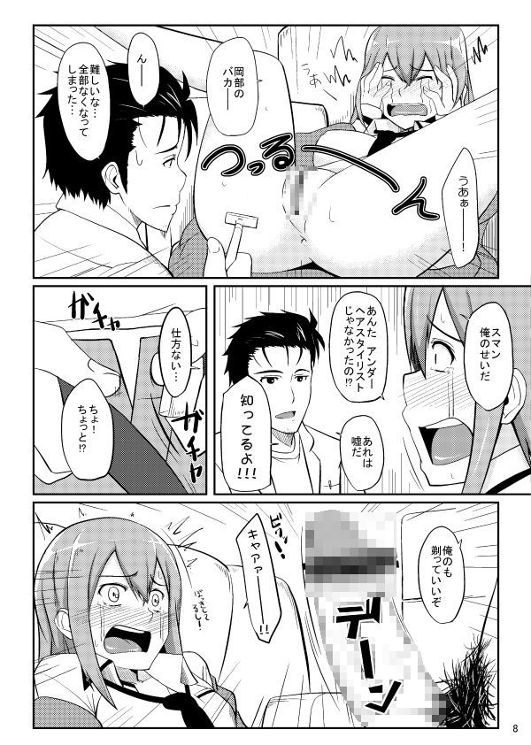 【Steins;Gate】牧瀬紅莉栖が変態岡部にパイパンにされて生ハメ中出しエッチしちゃう♡【エロ同人誌】