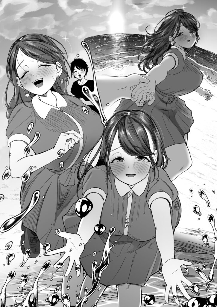 【エロ漫画】失恋して落ち込んでた男子○生が海でたまたま出会った巨乳お姉さんと仲良くなって、家におじゃましたらベロチューされてイチャイチャ初エッチしちゃう♡